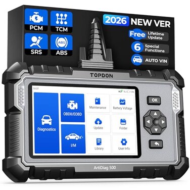 TOPDON AD500 OBD2 Scanner Oil SAS Throttle TPMS BMS EPB Reset Engine ABS SRS Transmission Diagnostic Scan Tool AutoVIN Car Check Engine Code Reader with Battery Test Lifetime WiFi Free Update