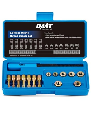 Orion Motor Tech Metric Thread Chaser Set 15Piece Rethreading Tool Kit for M6 M8 M10 M12