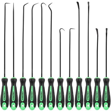 FTIHTRY 12Piece Pick and Hook Tools Set Pick Tool Set Car Auto Oil SealORing Seal Gasket Pick Hooks Puller Remove Long and Mini Pick Tool Set