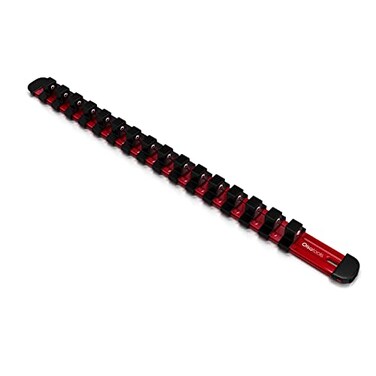 Olsa Tools 12Inch Drive Aluminum Socket Organizer with Locking End Caps Professional Quality Socket Holder RED 1170