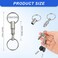 erioctry 2 Pcs Heavy Duty Dual Key Ring Detachable Pull Apart Snap Lock Holder Keychains Silver