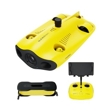 Chasing Underwater Drone Mini S submarine drone with 4KEIS Image Stabilization Camera for RealTime Viewing Depth Temperature Data DirectConnect Remote Controller Dive to 330ft Underwater Portable ROV