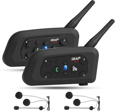 EJEAS V6 Pro Motorcycle Bluetooth Headset Upgraded 2 Riders Intercom Helmet Communication System with AutoAnswering Call and Noise Reduction for Motorcycling Skiing and Climbing 2 Pack