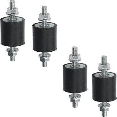 APUXON 4pcs 20 x 15mm Rubber Mounts Rubber Vibration Isolator Mounts Shock Absorber with M6 x 19mm Studs Vibration Isolators