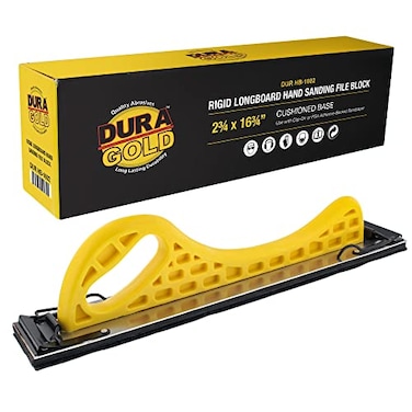 Dura-Gold DuraGold Pro Series Longboard Hand Sanding File Sander Block Hook Loop Backing and PSA Backing Conversion Adapter Pad ClipOn Sandpaper Continuous Rolls PSA Sheets Sand Auto Paint Woodworking