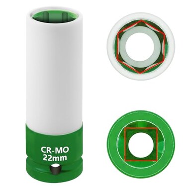 JEUCLEL 22mm 12Drive Wheel Protector Impact Socket Lug Nut Impact Socket NonMarring Lug Nut Thin Wall Deep Socket Wheel Protector Hand Repair Tool