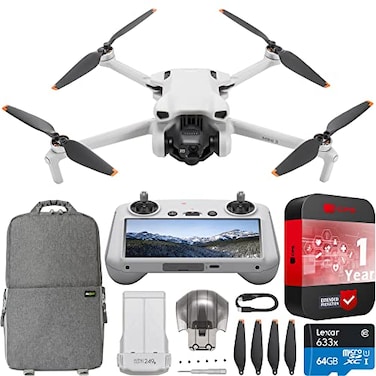 DJI Mini 3 Camera Drone Quadcopter with RC Smart Remote Controller With Screen 4K Video 38min Flight Time True Vertical Shooting Intelligent Modes Bundle with Deco Gear Backpack Accessories