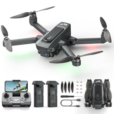 WeFone WF20 Drone with 1080P FPV Camera for Beginners Foldable RC Quadcopter with Brushless Motor Headless Mode Adjustable Speed One Key TakeoffLanding Flight Path 2 Batteries Black