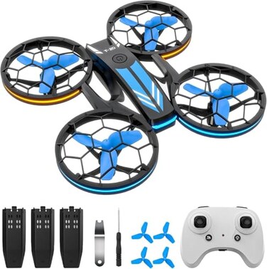 Epstur Drones RC Drone with Auto Hovering and Headless Mode Quadcopter with LED Light Propeller Full Protect 3D Flips 3 Batteries Remote Control Best Gifts