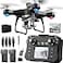 QAONIE KY102 Drone with Screen Controller with SD card Brushless Motor Optical Flow Localization Active Obstacle Avoidance 2 batteries One Key Take OffLanding 2 batteries Black