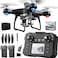 QAONIE KY102 Drone with Screen Controller with SD card Brushless Motor Optical Flow Localization Active Obstacle Avoidance 2 batteries One Key Take OffLanding 2 batteries Black