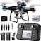QAONIE KY102 Drone with Screen Controller with SD card Brushless Motor Optical Flow Localization Active Obstacle Avoidance 2 batteries One Key Take OffLanding 2 batteries Black