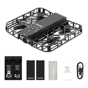 HOVERAir X1 Drone with Camera Followme Drone with SelfFlying Mode Foldable Mini Drone with HDR Video Capture Palm Takeoff Intelligent Flight Paths HandsFree Control Black Combo Plus
