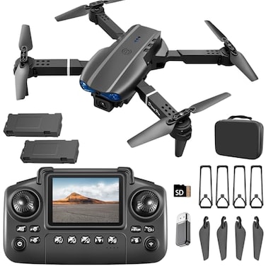 elecci E99 Drone with Screen Controller Twobatteries Altitude Hold One Key Take OffLanding Active Obstacle Avoidance with Black Outdoor Carrying Case Black 2 batteries