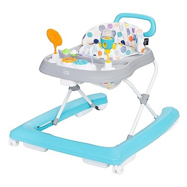 Smart Steps Trend Plus 2in1 Activity Walker with Deluxe Removable Toys WalkBehind Bar Adjustable Height and Flat Fold Frame for Storage Ages 6 Months Orbits White