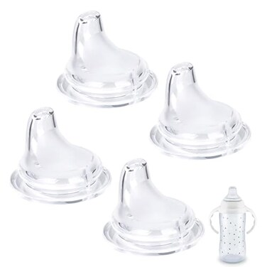 COCGVEL Replacement Silicone Spout Compatible with NUK Learner Cup Active Cup Soft Transition Spout for Sippy Cups LeakProof BPAFree Easy to Clean Medium Flow 4 Pack