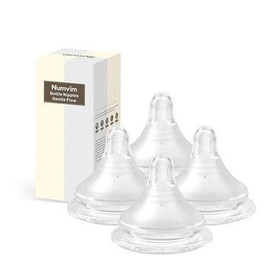 NUMVIM Numvim Silicone Bottle Nipple with LatchOn Point Gentle Flow Natural Feel 1m S 4 Counts