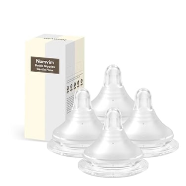 NUMVIM Numvim Silicone Bottle Nipple with LatchOn Point Gentle Flow Natural Feel 6m L 4 Counts