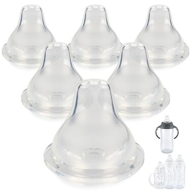 joyfeed Sippy Cup Nipples for NUK Active Sippy Cup and Learner CupVariable Flow Silicone Replacement Nipple6 Months6 Count