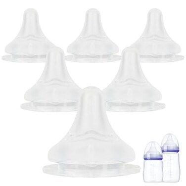 joyfeed Silicone Nipples for Lansinoh Bottles Size LReplacement Bottle Nipple6mFast Flow 6 Count