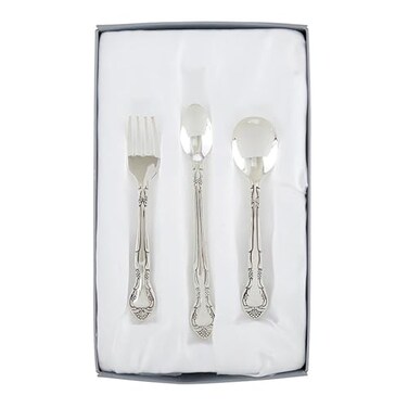 Stephan Baby Keepsake 3 Piece Silver Plated Feeding Set in SatinLined Gift Box