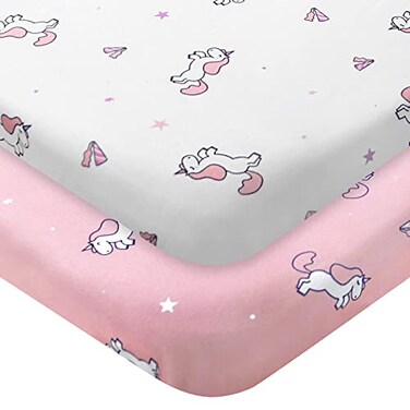 SPRINGSPIRIT Pack and Play Sheets Pack n Play Sheets Mini Crib Sheets 2Pack Ultra Soft Pack n Play Mattresses Sheets Compatible with Graco Pack n Play Soft and Breathable Material Pink