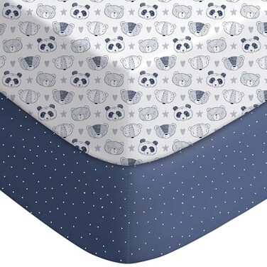 Yoofoss Pack and Play Sheets Fitted Mini Crib Sheets 2Pack for Pack N Play Mattress Stretchy Playard Sheet Soft and Breathable Panda