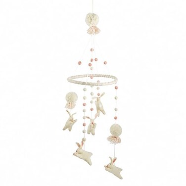 Mud Pie Nursery Crib Bunny Mobile White