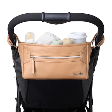 Itzy Ritzy Adjustable Stroller Caddy and Organizer Bag Featuring Front Zippered Pocket 2 BuiltIn Interior Pockets Adjustable Straps to Fit Nearly Any Stroller Chai
