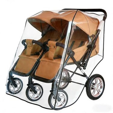 Vafon Aligle Twin Stroller Raincoat Universal Size Side By Side Stroller Weather Shield Baby Rain CoverWind Shield