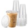 TashiBox Plastic Cups with Flat Lids 100 Sets 16 oz Clear Crystal drink cups with lids