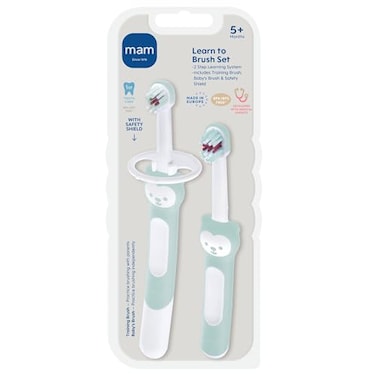 MAM Baby Toothbrush Training Brush 5 Months Extra Soft Infant Toothbrush with Safety Shield Small Rounded Head for First Teeth Gums Indicator Bristles Non Slip Handle BPA Free 2 Pack