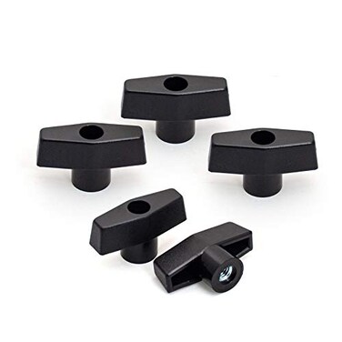 POWERTEC 5 Pack 1420 T Knobs Threaded Clamping Knobs for T Track Table Saw Accessories Featherboard Woodworking Jigs on Miter Saw Router Table Drill Press QNB3001