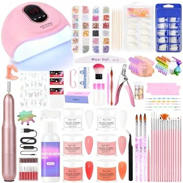 DouborQ Acrylic Nail Kit with Drill U V Light Complete Starter Set for Beginners With Everything