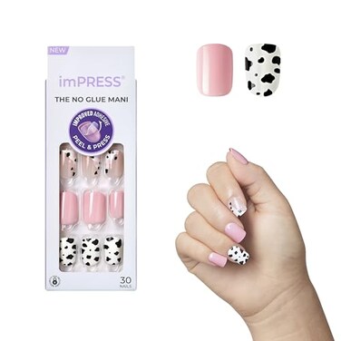 imPRESS Kiss Impress No Glue Mani Press On Nails Design One Chance Pink Short Size Squoval Shape Includes 30 Nails Prep Pad Instructions Sheet 1 Manicure Stick 1 Mini File