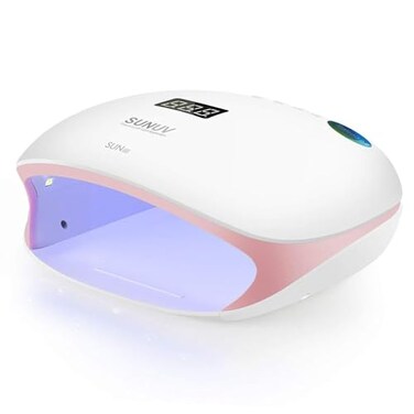 SUNUV LED UV Nail Light UV Lamp for Gel Nails Polish with 4 Timer Settings LCD Display Removable Base SUN4S Pink
