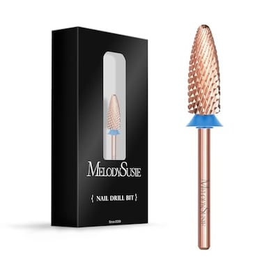 MelodySusie Long Flame Nail Drill Bits 332 Carbide Tungsten Bits Suitable for Manicure Pedicure Cuticle Gel Polishing Beginners Bits Rose Gold Series BitX Medium