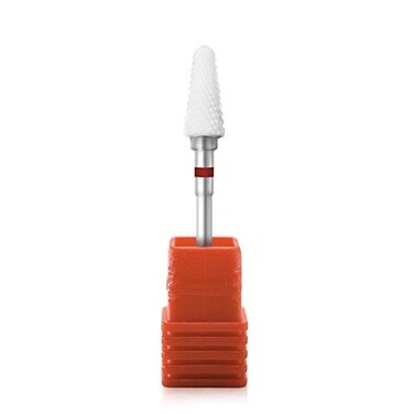 Rolabling Ceramic Nail Drill Bit White Flame Nail Drill Bit for Electric Drill Machine Acrylic Gel Removing Manicure Nail Salon Tool Fine Red