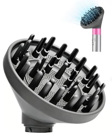 TOSAGE Upgraded Large Diffuser for Dyson Airwrap HS01 HS05 HS08 id Diffuser Nozzle Attachment for Fast Drying Wave Curly Thick Hair Gray