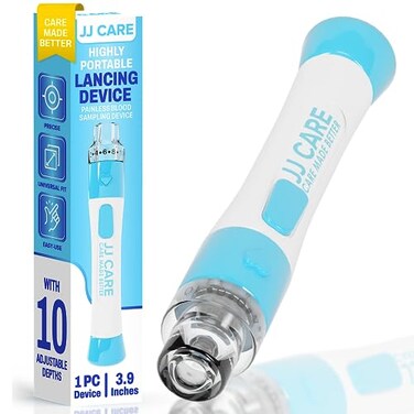 JJ CARE Lancing Device Lancet Pen with 10 Adjustable Depth Settings Lancing Device for Diabetes Testing with Push Button Ejector Diabetic Lancet Device Reduce Pain for Blood Glucose Testing