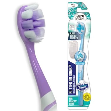 GuruNanda Butter On Gums Toothbrush ADA Accepted with 8000 Ultra Soft Softex Bristles for Sensitive Receding Gums Perfect for Whiter Teeth 1 Ct
