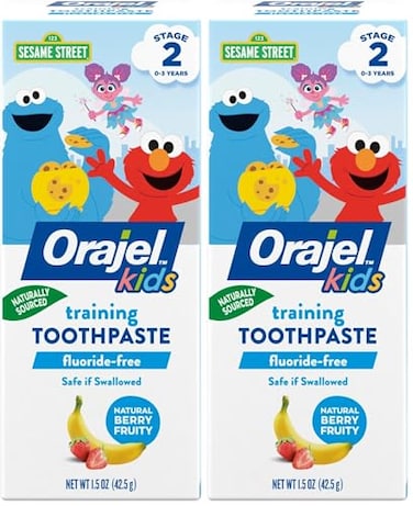 Orajel Kids Toothpaste FluorideFree Elmo Training Toothpaste Pediatrician Recommended 15oz Tube Pack of 2