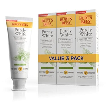 Burt's Bees Burts Bees Toothpaste Natural Flavor FluorideFree Purely White Zen Peppermint 47 oz Pack of 3