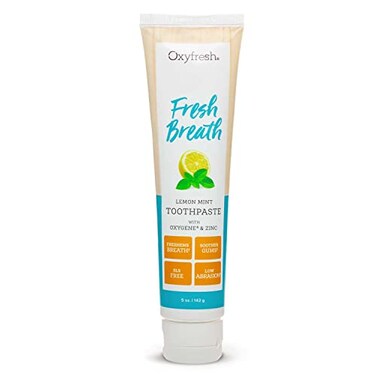 Oxyfresh Maximum Fresh Breath Lemon Mint Toothpaste Clean Teeth Fresh Breath Natural Essential Oils Natural Xylitol to Help Fight Tartar SLS Fluoride Free 5 oz