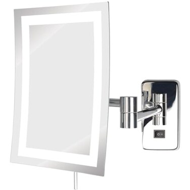 JERDON Rectangular Wall Mount Makeup Mirror Direct Wire Makeup Mirror with 5X Magnification and LED Lights Chrome Finish Model JRT710CLD