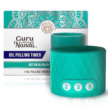 GuruNanda Oil Pulling Timer Bottle Holder 3 Time Settings OneTouch Operation Fits 8 oz Oil Pulling Bottles MessFree TravelFriendly