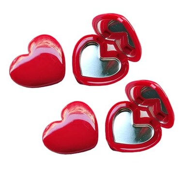 mollensiuer 5 Pieces Mini Heart Shaped Eyeshadow Palette Refillable Eye Shadow Dispenser Empty Lipstick Container Case Travel Plastic Cosmetic Container with Mirror for DIY Makeup Container Red