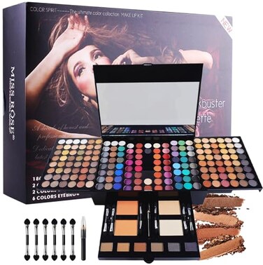 Pure Vie AllinOne Holiday Gift Makeup Set Essential Starter Bundle Include Eyeshadow Palette Lipgloss Concealer Blush Eyebrow Foundation Face Powder Eyeliner Pencil Make up Kit for Women Full Kit