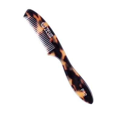 ZEUS Large 5 Mustache Comb for Men Handmade Saw Cut Long Handle Beard Mustache Grooming Tool for Precise Styling Tortoiseshell P12