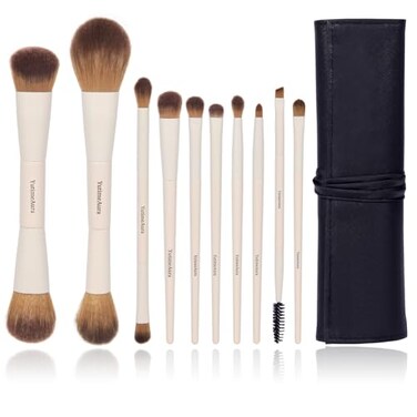 YutimeAura Makeup Brush Set 10pc DualEnded Makeup Brushes For Bronzer Contour Eyeshadow Blush Concealer Foundation Application